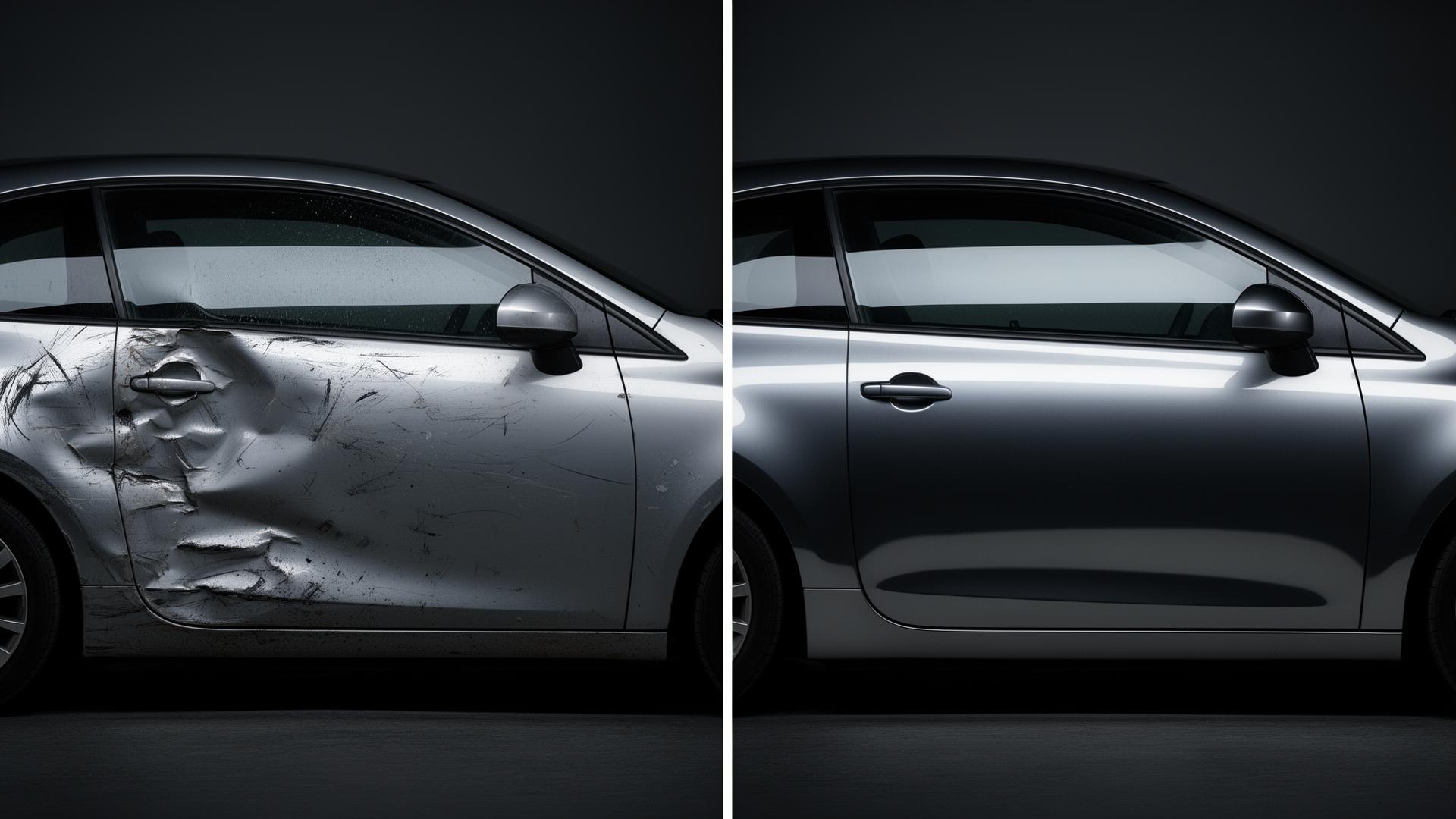 Before and after denting and painting transformation